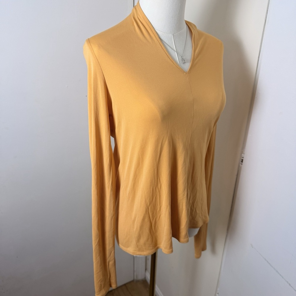 Eileen Fisher Women's Long Sleeve Shirt Tangerine Orange 100% Silk Size Small